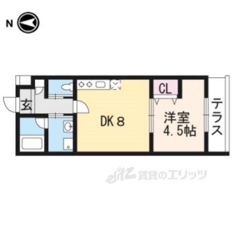 リアン桂ウエスト(1LDK/1階)の間取り写真