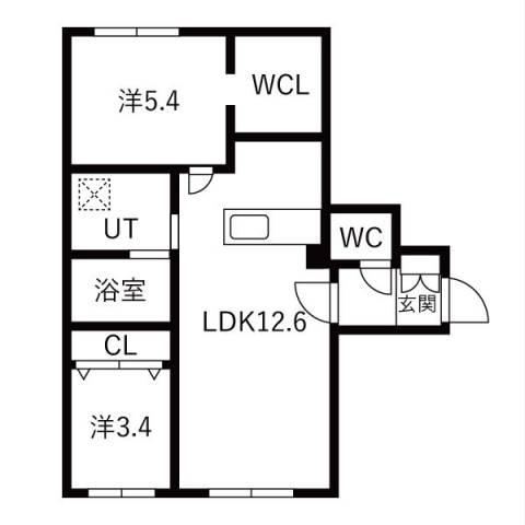 BELL COURT発寒南(2LDK/3階)の間取り写真