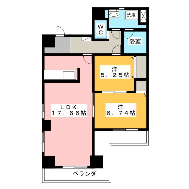 TRIBUTE尾張町(2LDK/10階)の間取り写真