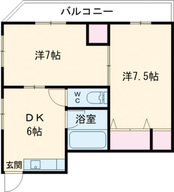 HBビル(2DK/2階)の間取り写真