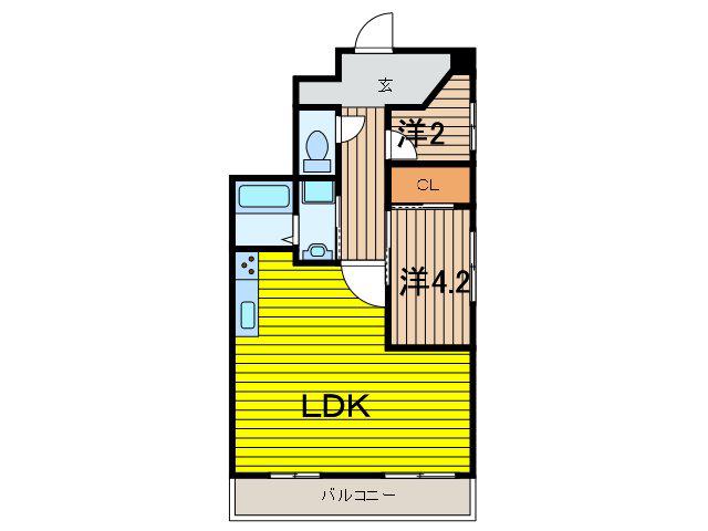 セザール南浦和(1SLDK/4階)の間取り写真