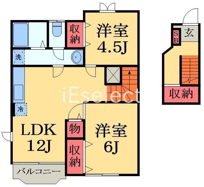 エターナルグローブB(2LDK/2階)の間取り写真