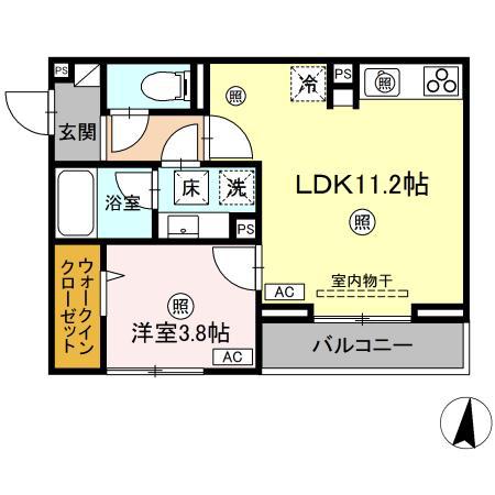 D-RESIDENCE南蔵王町1丁目E(1LDK/1階)の間取り写真