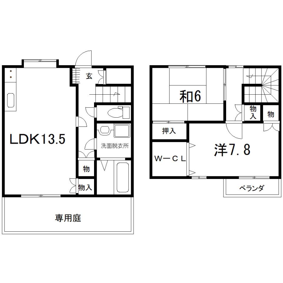 コンコードK(2LDK/1階)の間取り写真