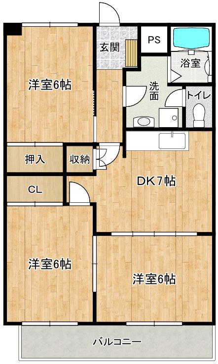 幸三マンション(3DK/3階)の間取り写真