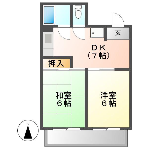 浅井第二ビル(2DK/3階)の間取り写真