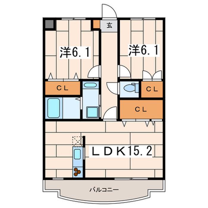 ニューシャルマン(2LDK/1階)の間取り写真