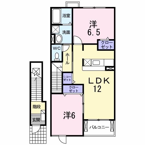 アンジェリカ C(2LDK/2階)の間取り写真