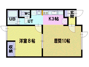 ラハイナフラッツ(1LDK/3階)の間取り写真