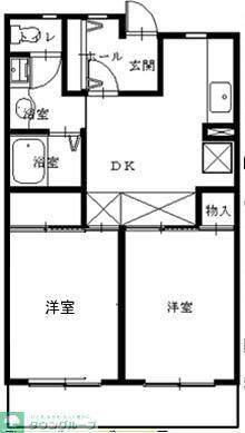 プランドールS(2DK/2階)の間取り写真