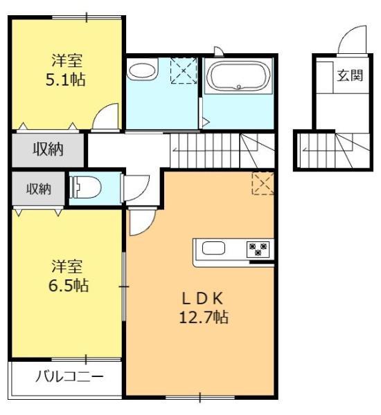 ジュネスメゾン(2LDK/2階)の間取り写真