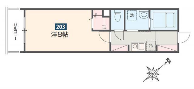 MELDIA鷲宮(1K/2階)の間取り写真