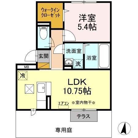 PARK HILLS MIYAKO A(1LDK/1階)の間取り写真