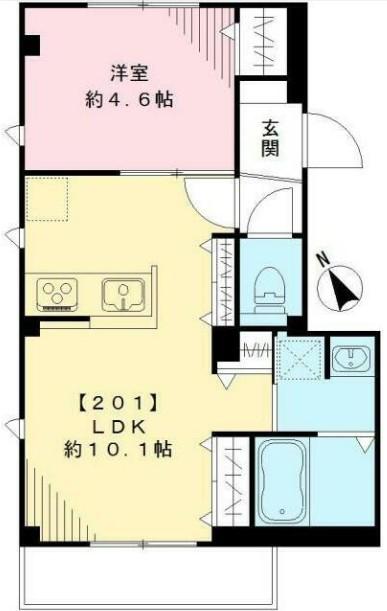 CASA ARIES(1LDK/2階)の間取り写真