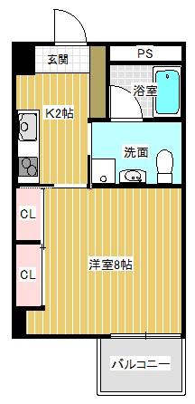 サザンライフマンション(1K/4階)の間取り写真