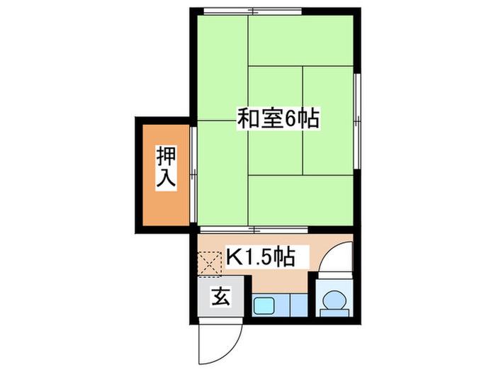 的場荘(1K/2階)の間取り写真
