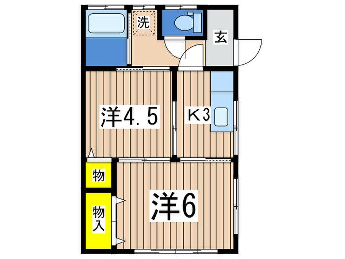 粟田アパ-ト(2K/1階)の間取り写真