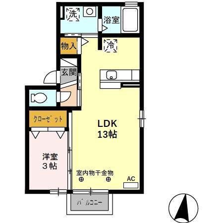バンリュ(1LDK/2階)の間取り写真