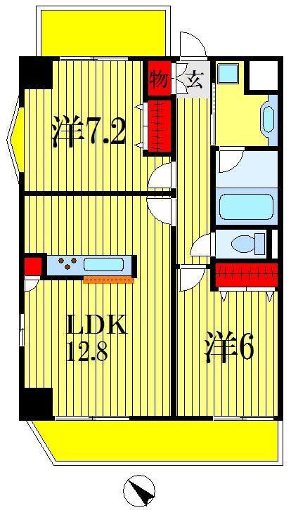 サンパティーク(2LDK/8階)の間取り写真