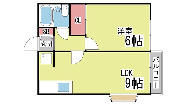 グランツ六甲(1LDK/2階)の間取り写真