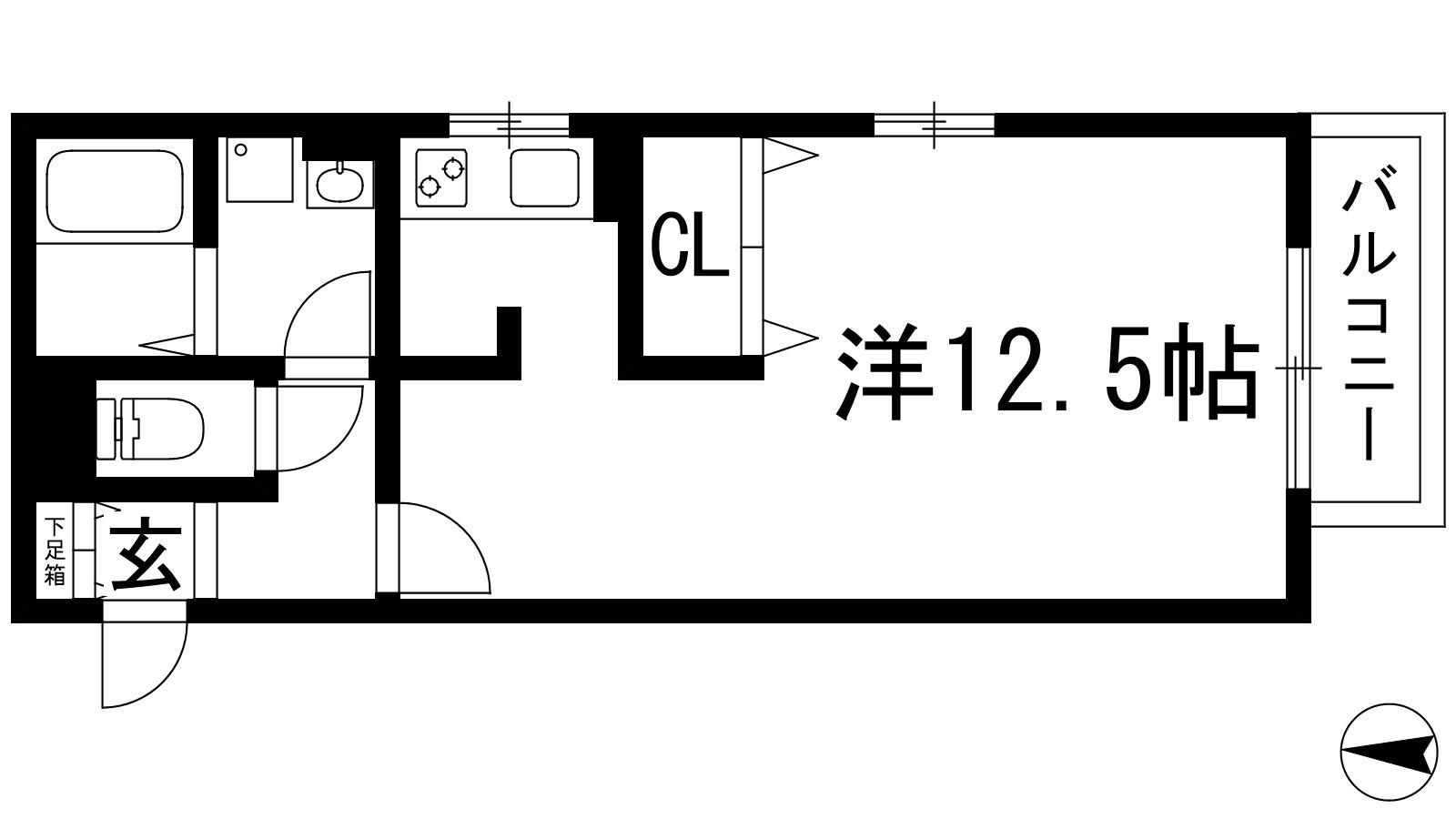 アクアリオ1(1K/1階)の間取り写真