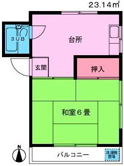 長谷部アパート(1K/1階)の間取り写真