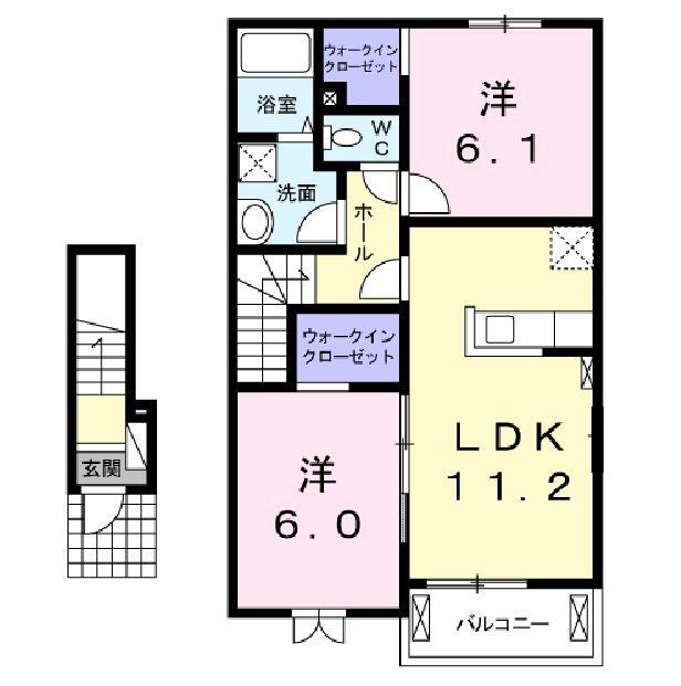 サニーヒル III(2LDK/2階)の間取り写真