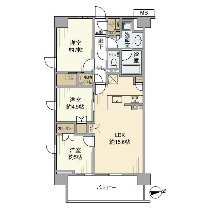 ザ・パークハウス横浜川和町テラス(3LDK/6階)の間取り写真