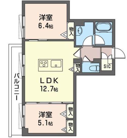 VITRAIL FUKASAWA(2LDK/2階)の間取り写真