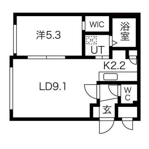 ディスティーノ(1LDK/1階)の間取り写真