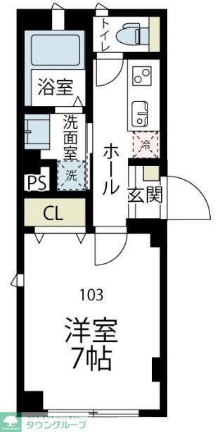 クリザンテム中幸町(1K/1階)の間取り写真