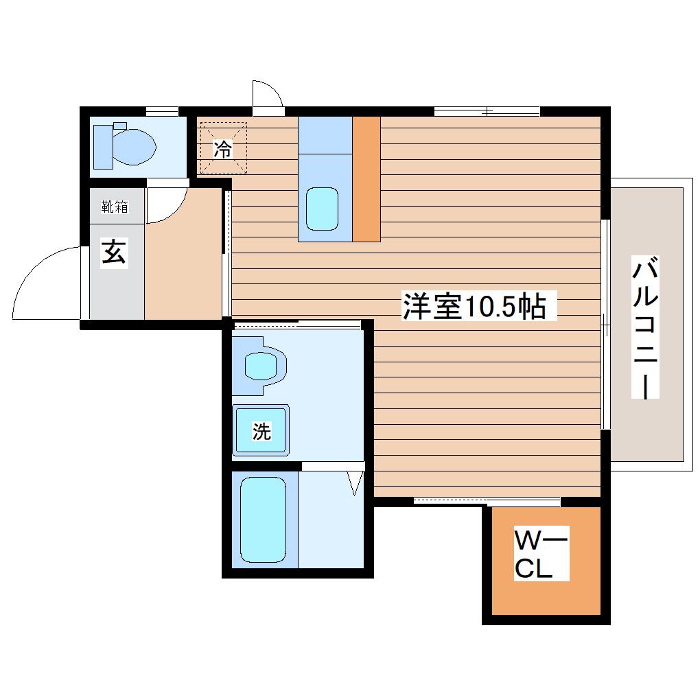 レゾン長町南(ワンルーム/1階)の間取り写真