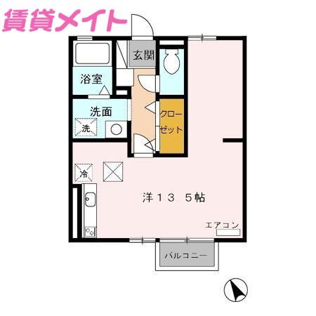 セジュール花梨(ワンルーム/1階)の間取り写真