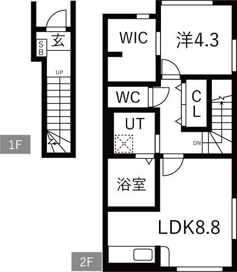 TREFLE(1LDK/2階)の間取り写真