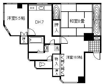 西田フラワービル(3DK/3階)の間取り写真