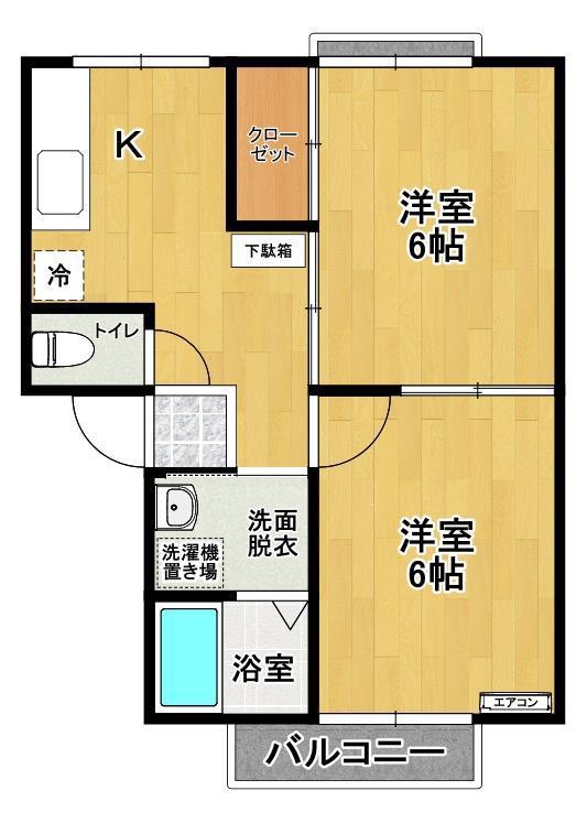 ファーストパレスII A棟(2K/2階)の間取り写真