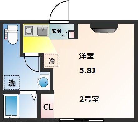 NOVEL COURT 東日暮里(ワンルーム/2階)の間取り写真