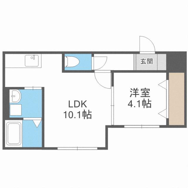 MAJESTIC LIFE札幌桑園マジェスティックライフ札幌桑園(1LDK/4階)の間取り写真