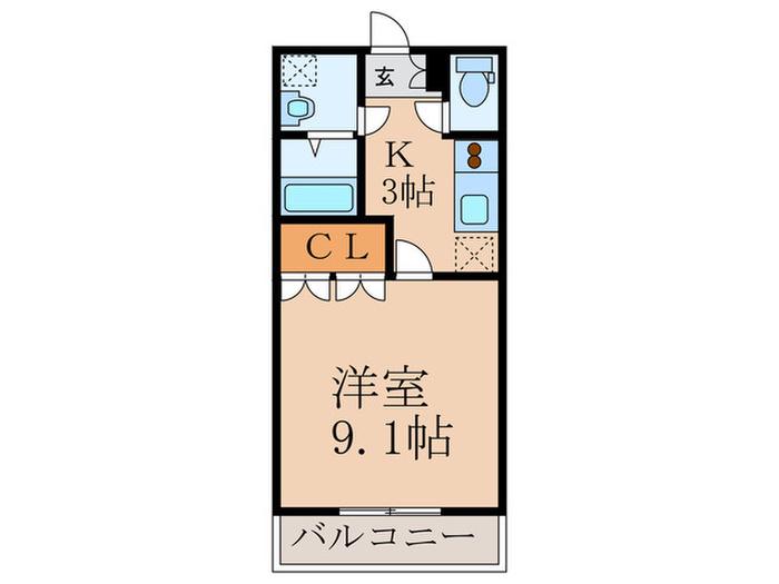 アメニティプレイス・E(1K/1階)の間取り写真