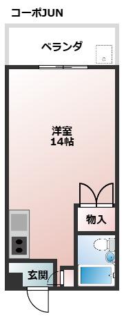 コーポJUN(ワンルーム/3階)の間取り写真