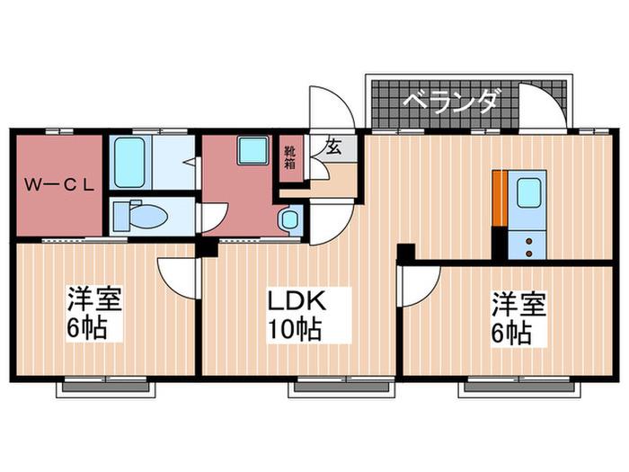 シティハイム世良(2LDK/2階)の間取り写真
