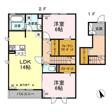 パセオ28(2LDK/2階)の間取り写真
