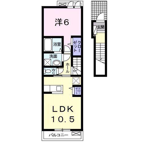 グランツ菅田(1LDK/2階)の間取り写真