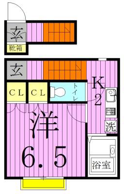 リバーサイドホシノⅣ(1K/2階)の間取り写真