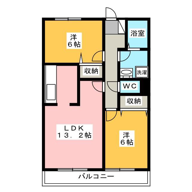 大泉学園ロイヤルフォルムA棟(2LDK/2階)の間取り写真