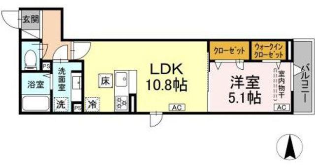 D′BLESS大倉山(1LDK/1階)の間取り写真