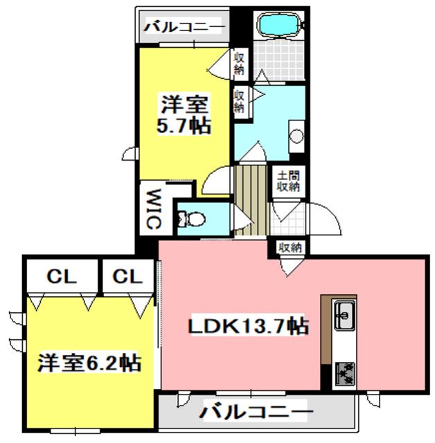 シャーメゾン翠風館(2LDK/3階)の間取り写真