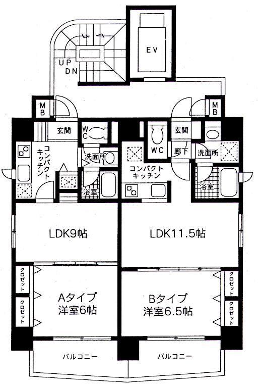 パルテノン(1LDK/4階)の間取り写真