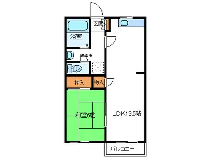 フレグランス八山田II B棟(1LDK/1階)の間取り写真