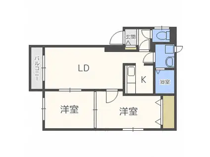 エクセレンス弐番館(2LDK/4階)の間取り写真